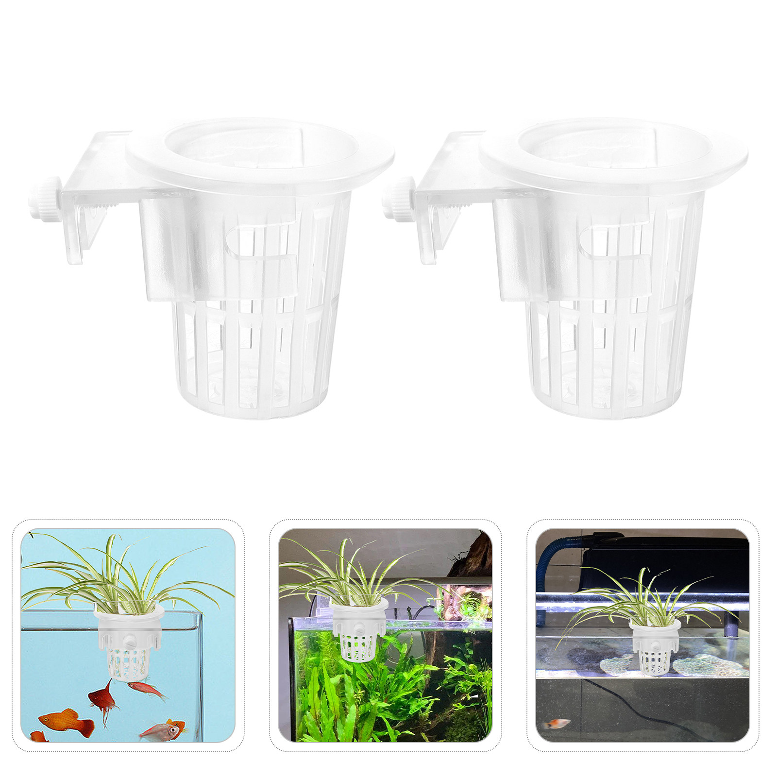 Aquarium Planted Wall - 6Pcs Aquarium Hydroponic Basket Mesh Plant