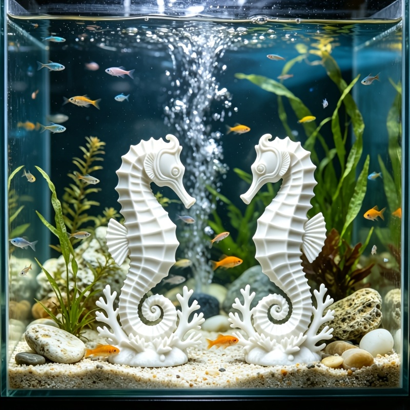 2Pcs Seahorses Coral Figurines - Aquarium Planting Ideas 评论和价格